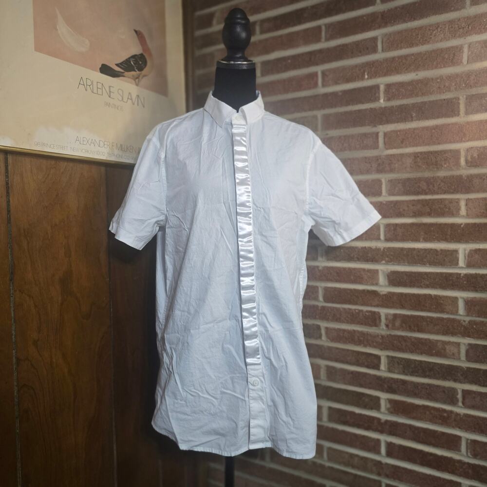 Armani Exchange Men's Slim Fit White Short Sleeve Button Down Shirt